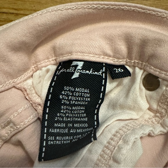 Blush Pink Stretchy Skinny Jeans | 7 for all Mankind | size 26 - Picture 6 of 7